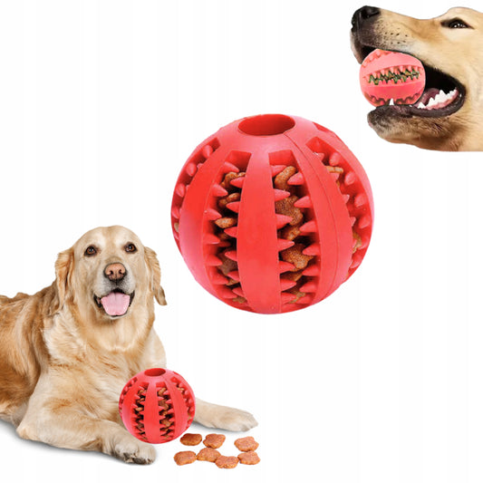 Piłka na przysmaki dla psa, gryzak na smaczki L 7cm - czerwona