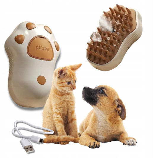 Szczotka parowa do pielęgnacji sierści dla psa, kota, królika - brązowa łapka