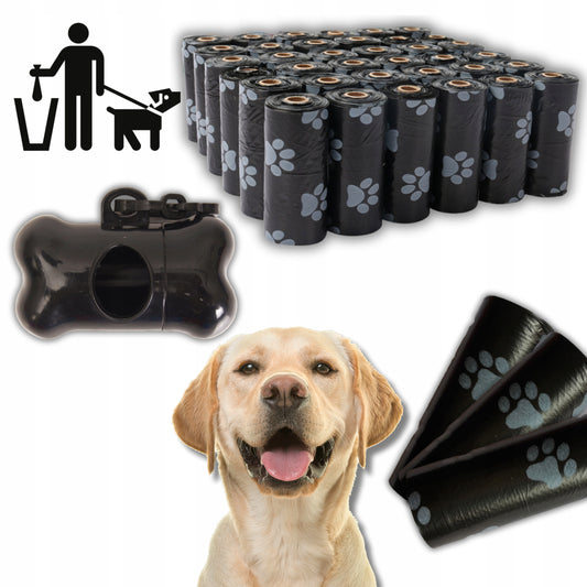 Worki na psie odchody 1050szt + etui - czarne