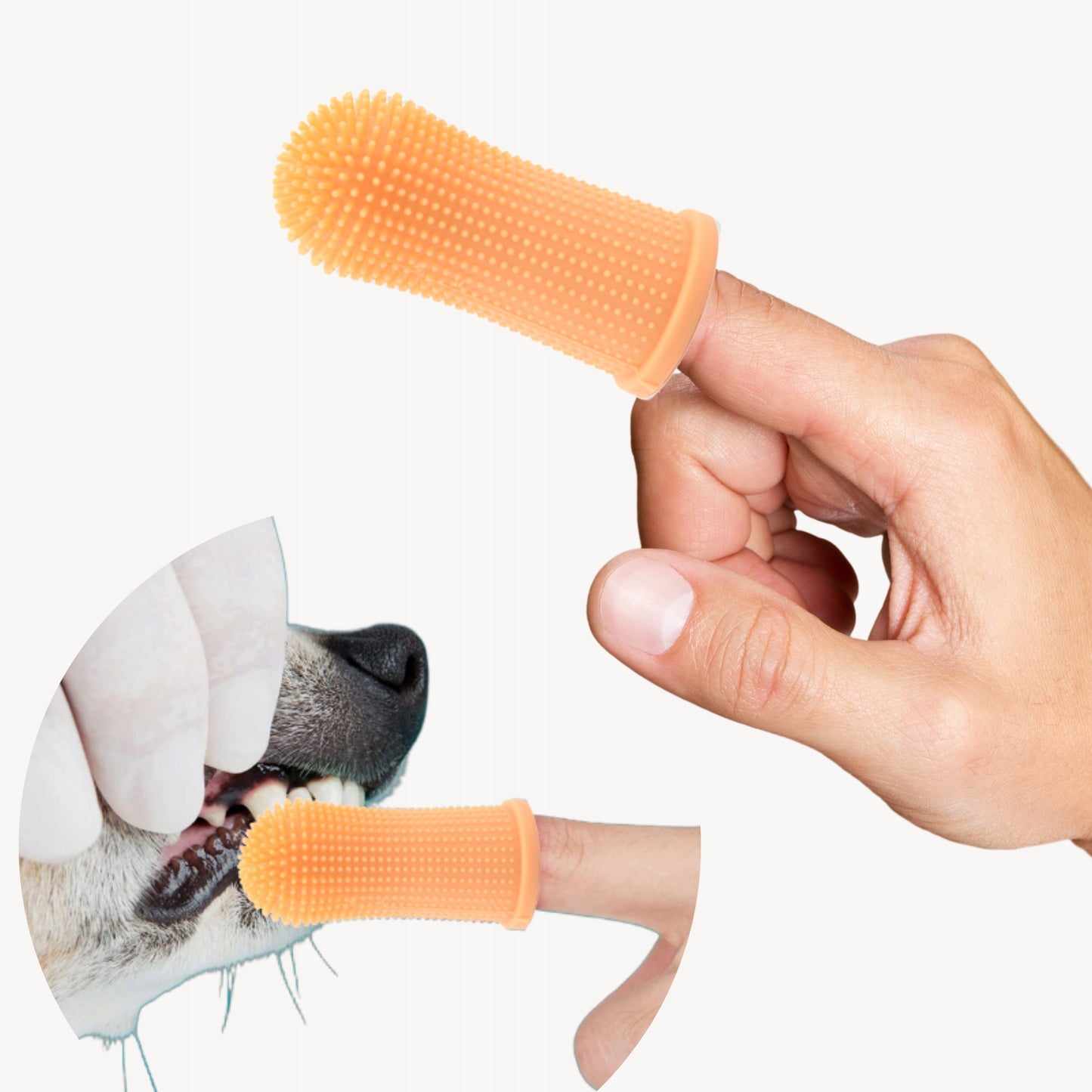 Silikonowa szczoteczka do zębów dla psa, kota - pomarańczowa