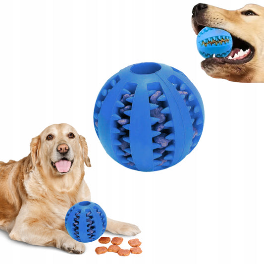 Piłka na przysmaki dla psa, gryzak na smaczki L 7cm - niebieska