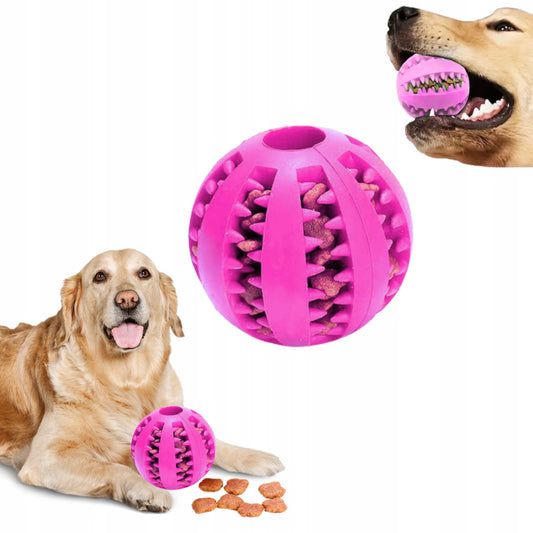 Piłka na przysmaki dla psa, gryzak na smaczki L 7cm - różowa