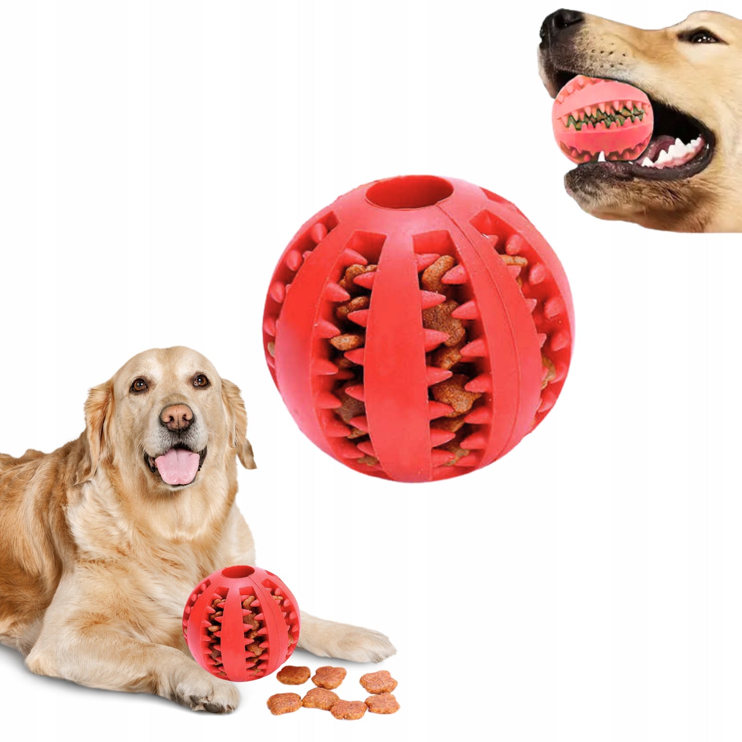 Piłka na przysmaki dla psa, gryzak na smaczki S 5cm - czerwona