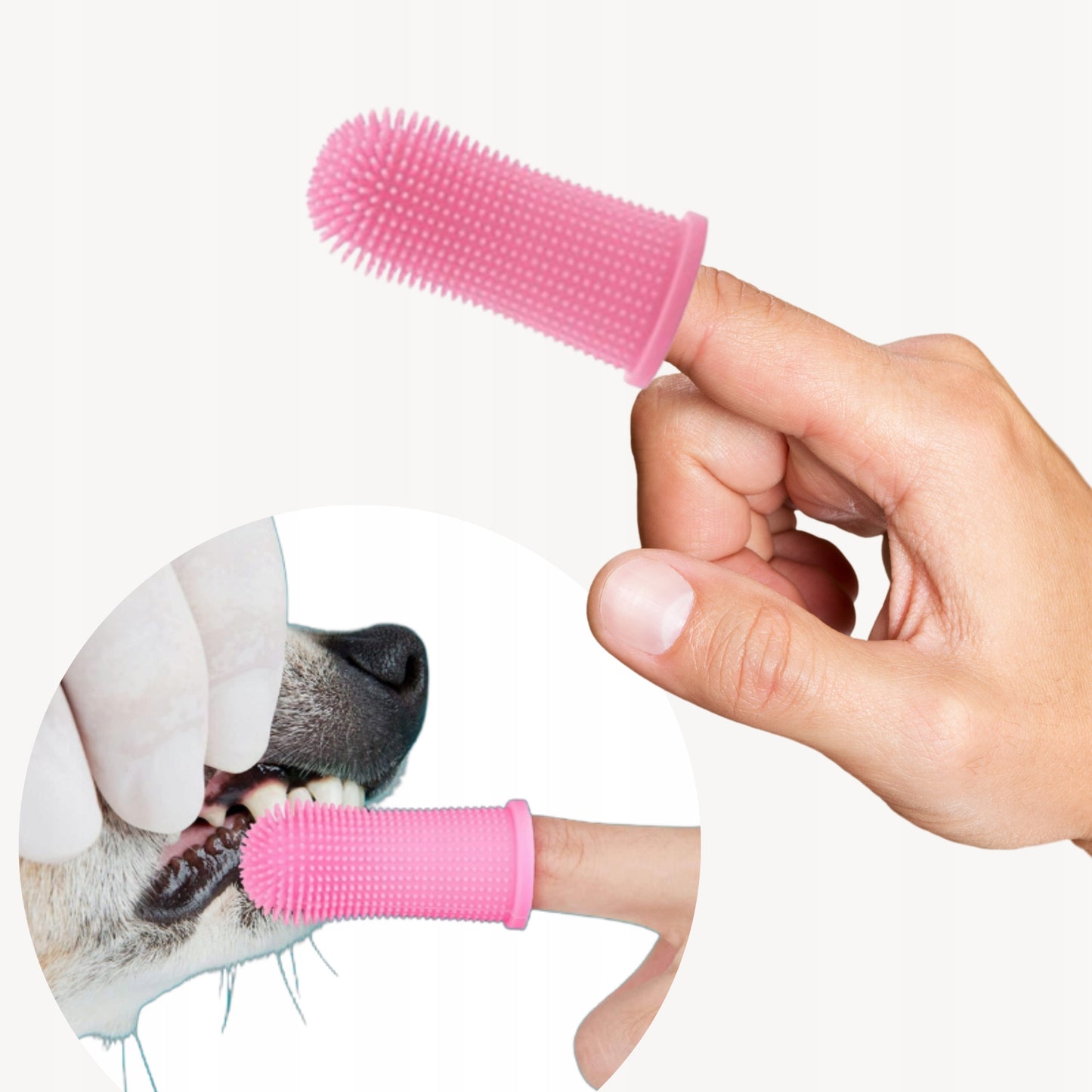 Silikonowa szczoteczka do zębów dla psa, kota - różowa