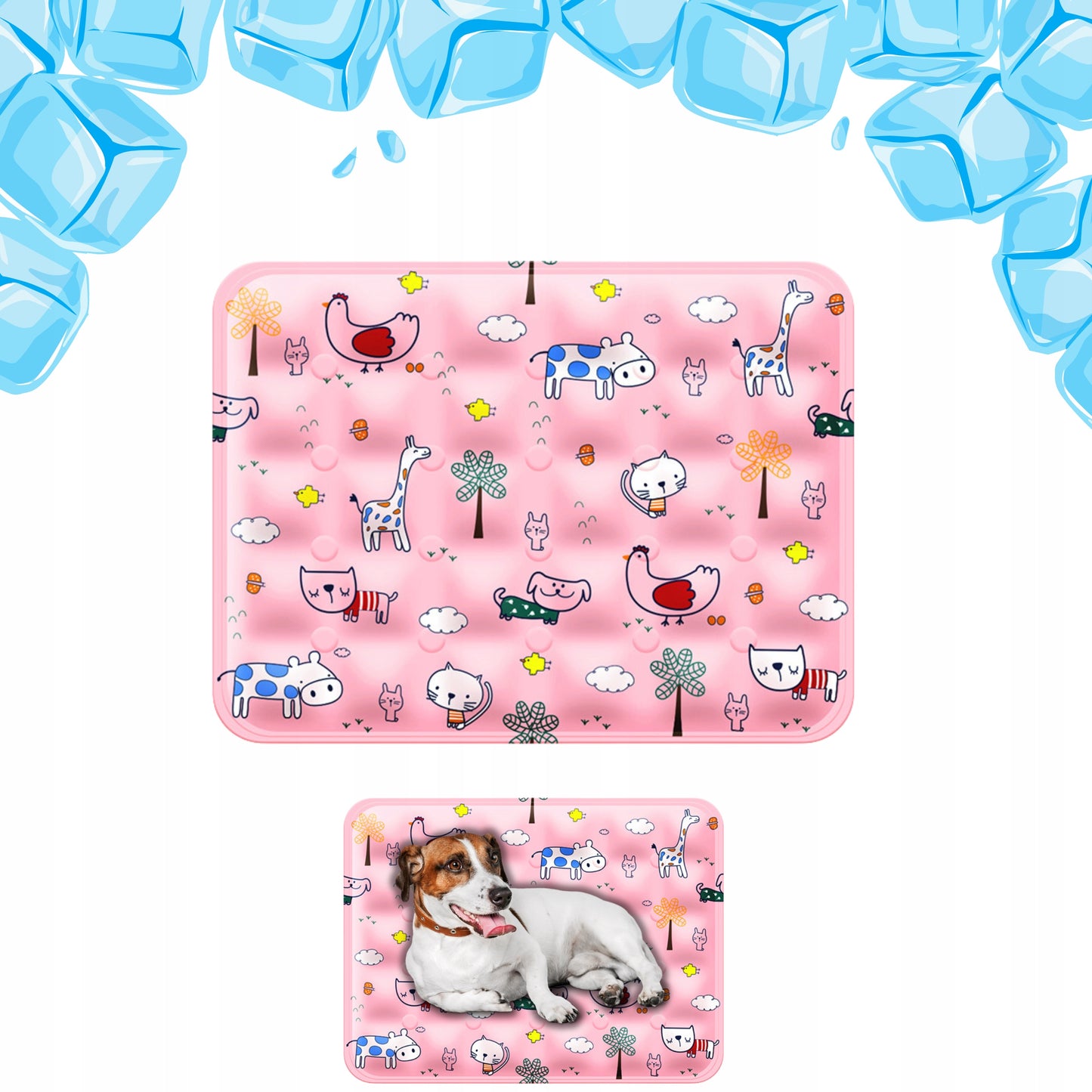 Mata chłodząca 50x40cm dla psa i kota na lato żelowa wodoodporna - różowa