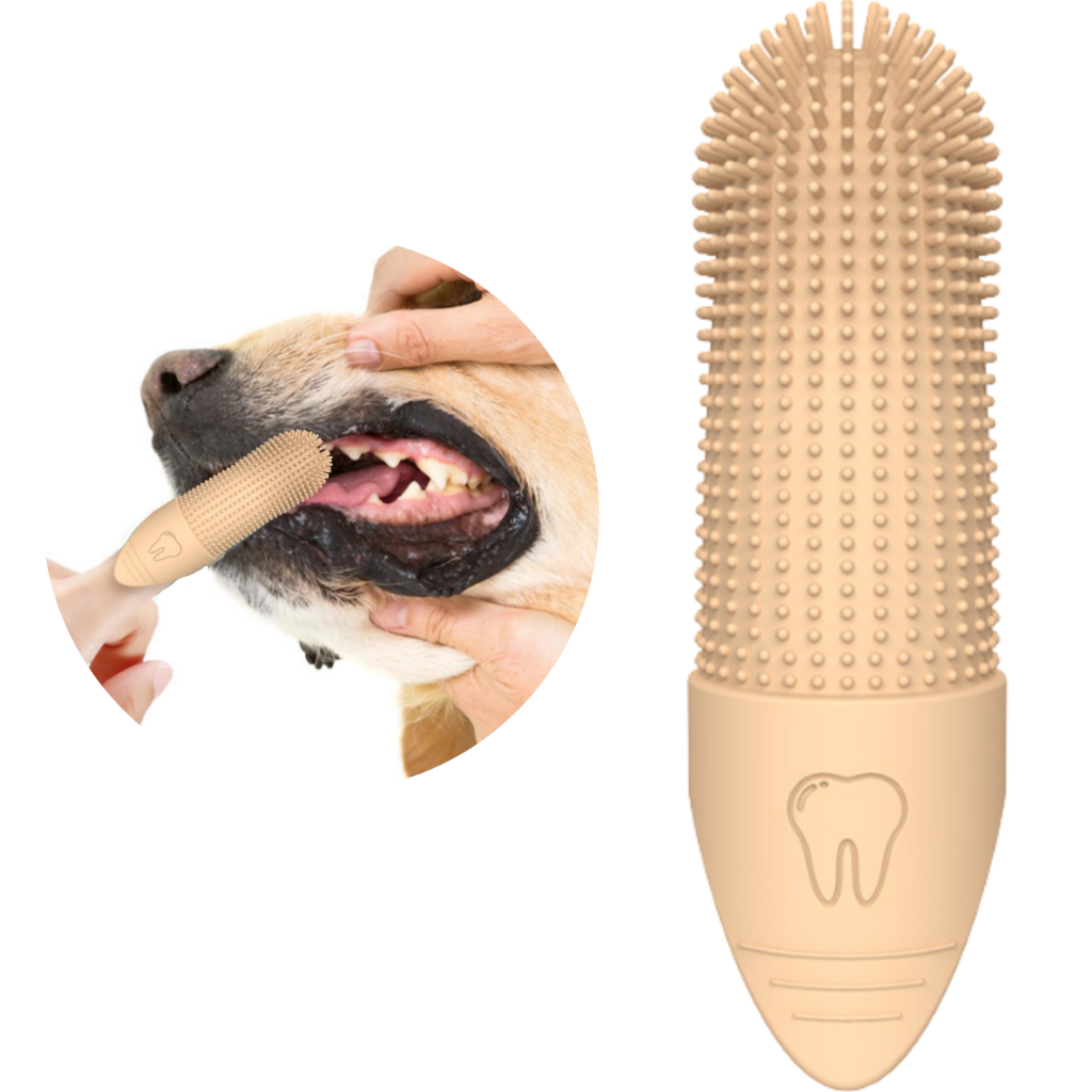 Silikonowa szczoteczka do zębów dla psa, kota PRO - pomarańczowa